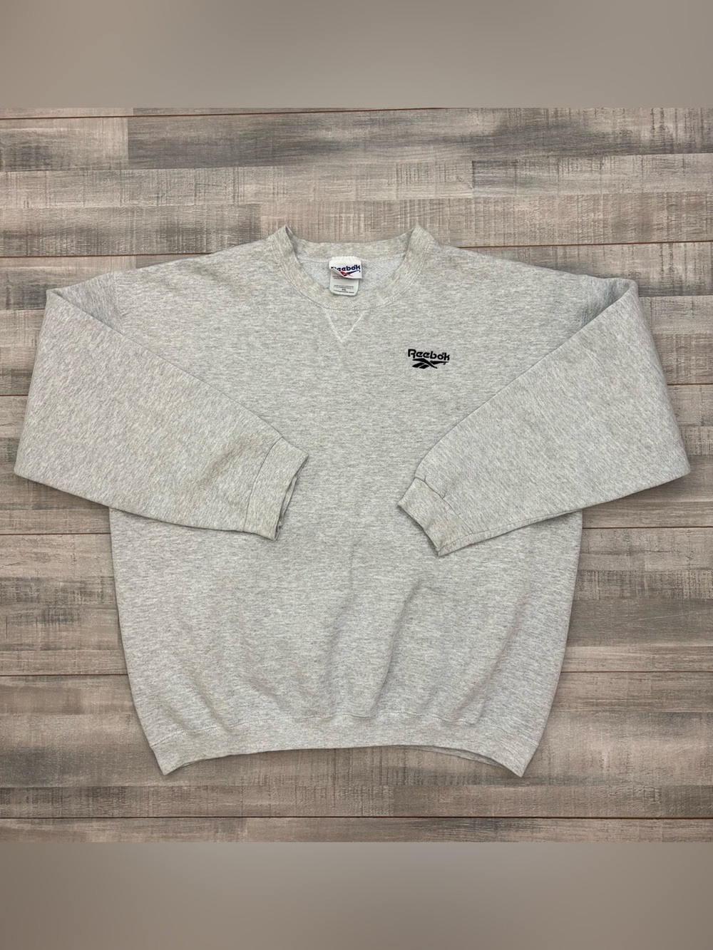 Vintage 80s Reebok Gray Heavyweight Embroidered Logo Sweatshirt Made In USA XXL
